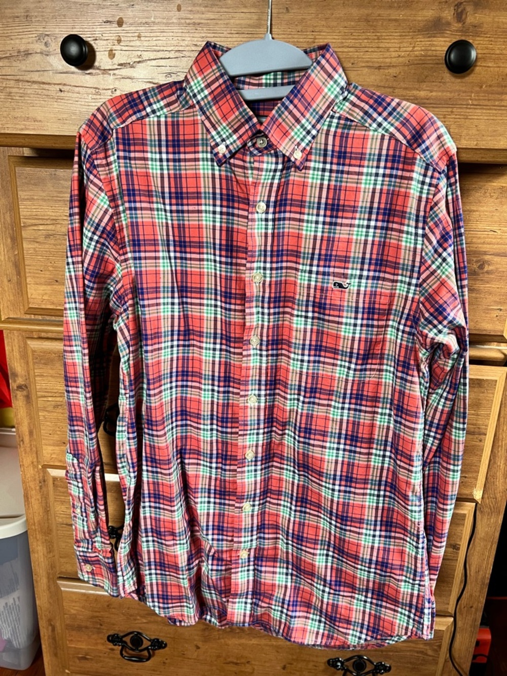 Vineyard Vines Red & Navy Plaid Button-Down Shirt